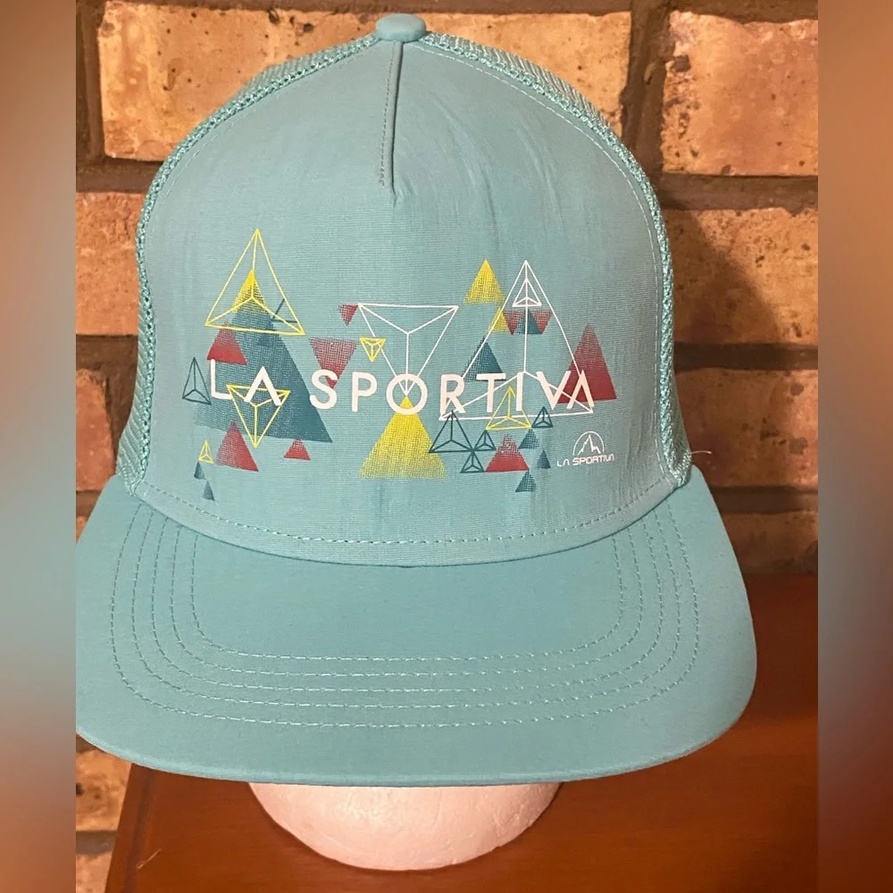 Men's Green Teal La Sportiva Italy Triangle Geometric Pattern Snapback Hat